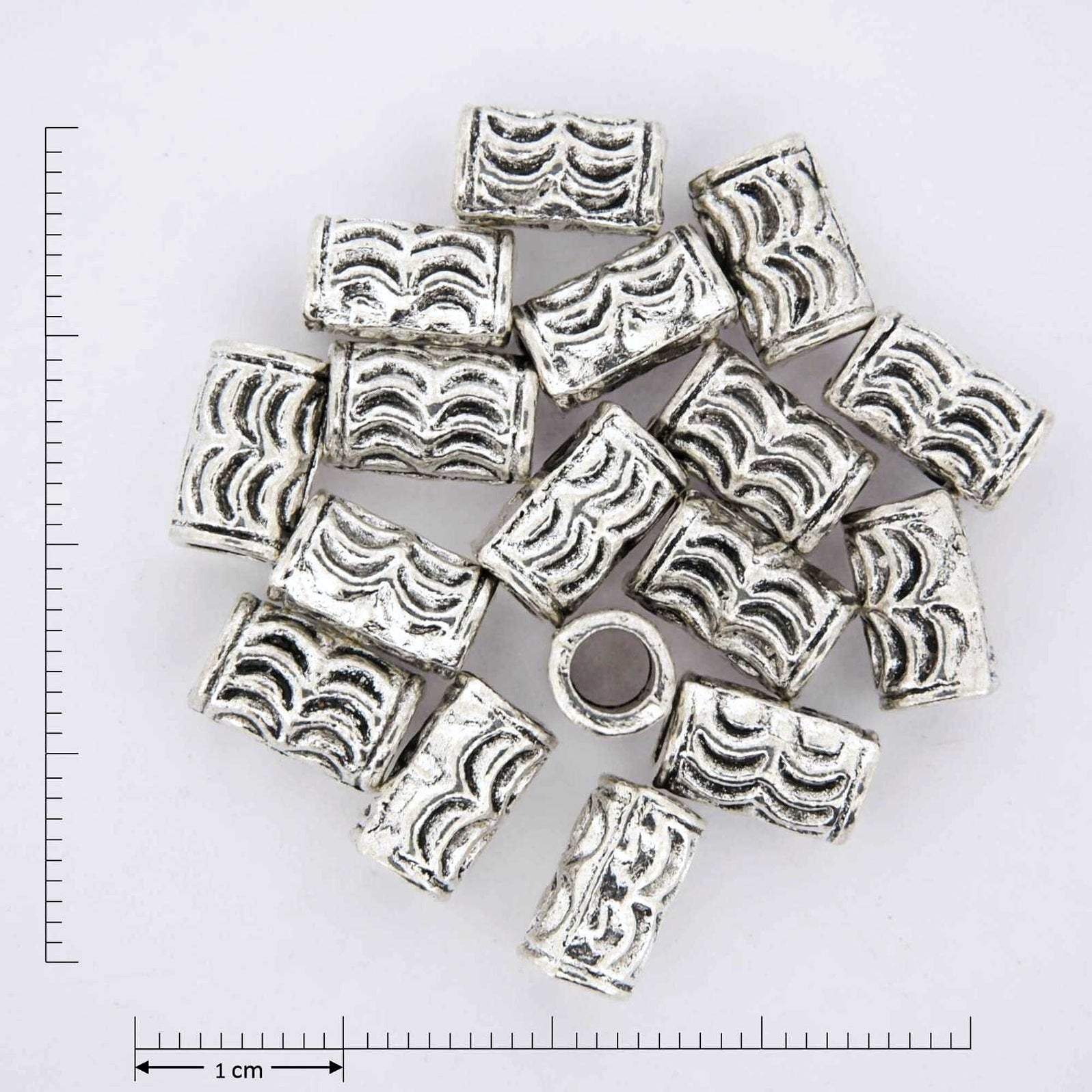Knurled Tube · Antique Silver Plated Finding · 6x10mm · 30pcs Finding Tejas Beads