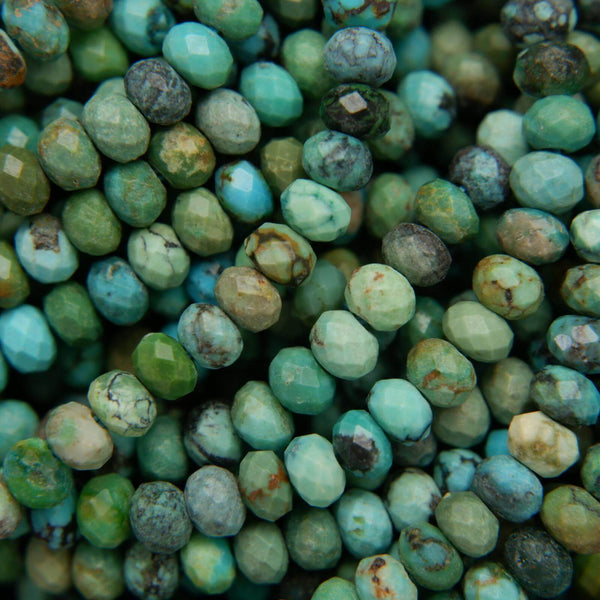 Rondelle faceted turquoise beads.