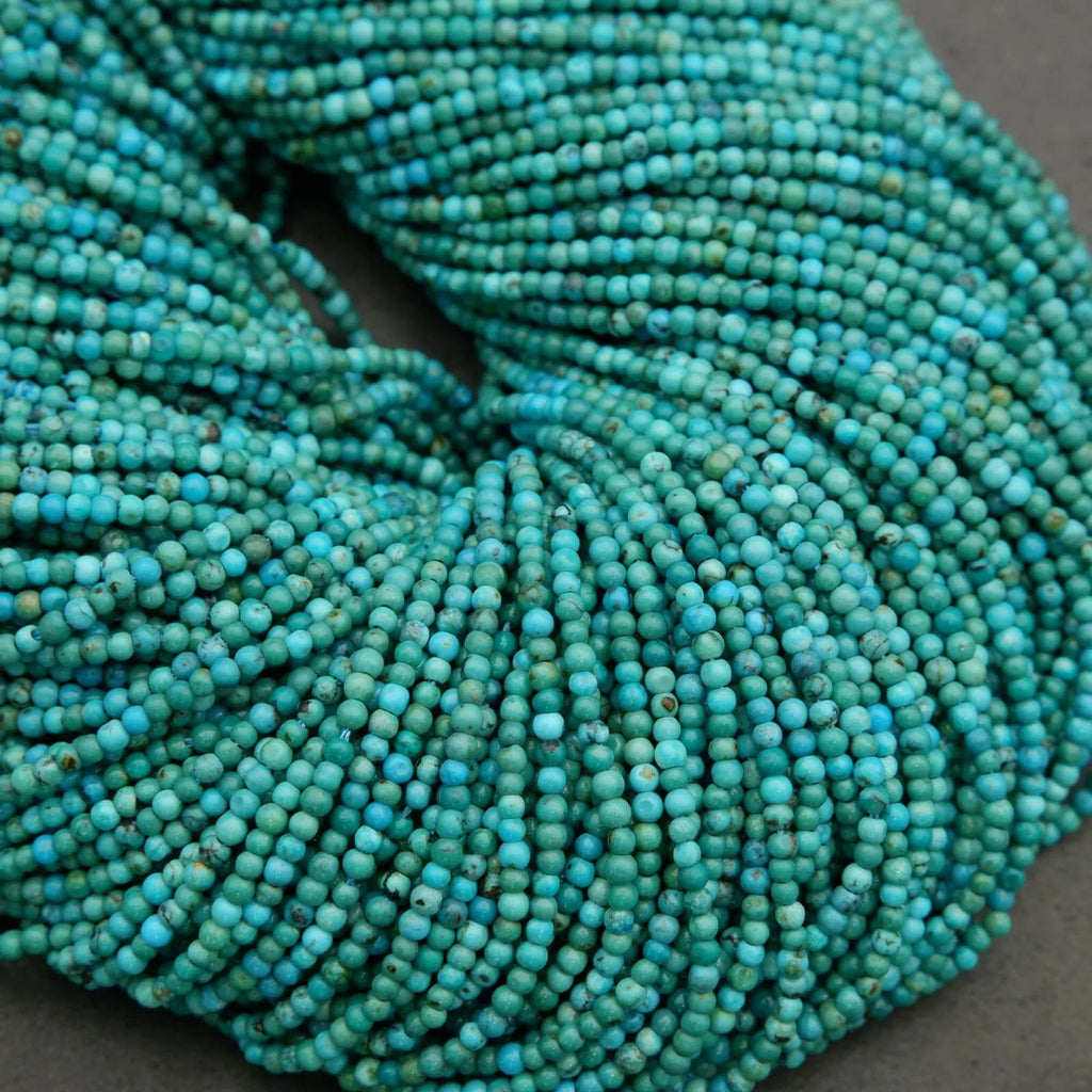 High-grade turquoise micro beads in vibrant blue-green hues for jewelry making
