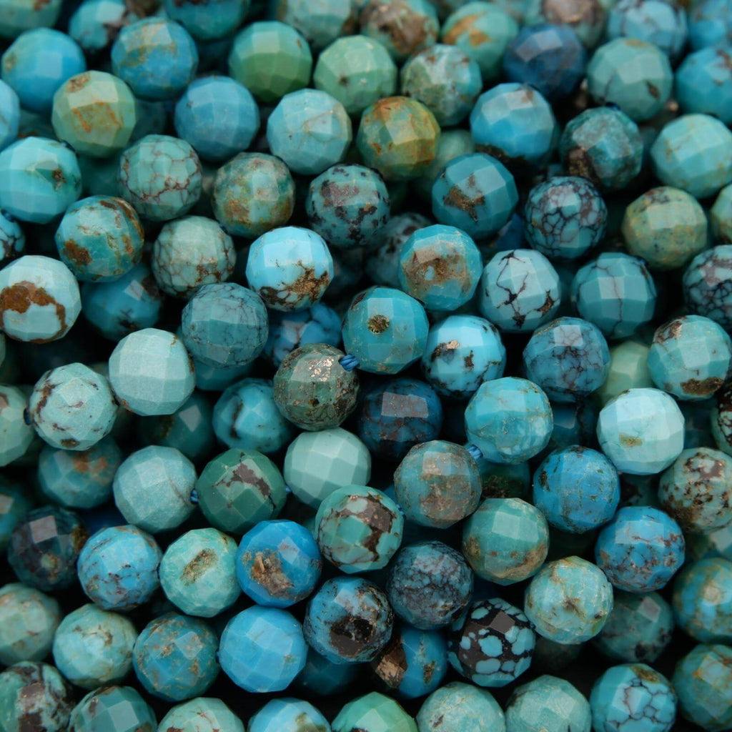 Turquoise Beads Matte Blue Round Natural Gemstone Beads Sold by 15