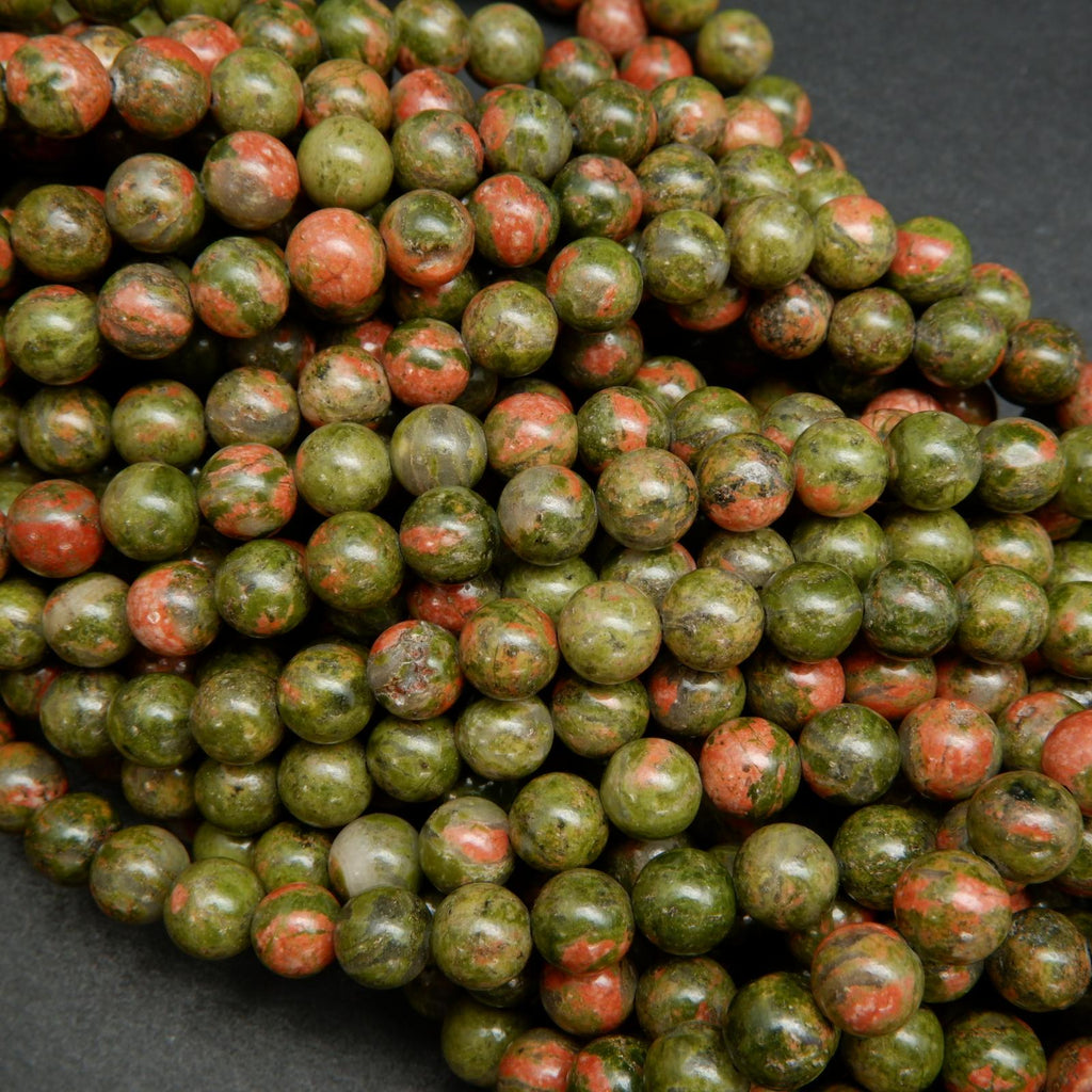Green and pink unakite beads.