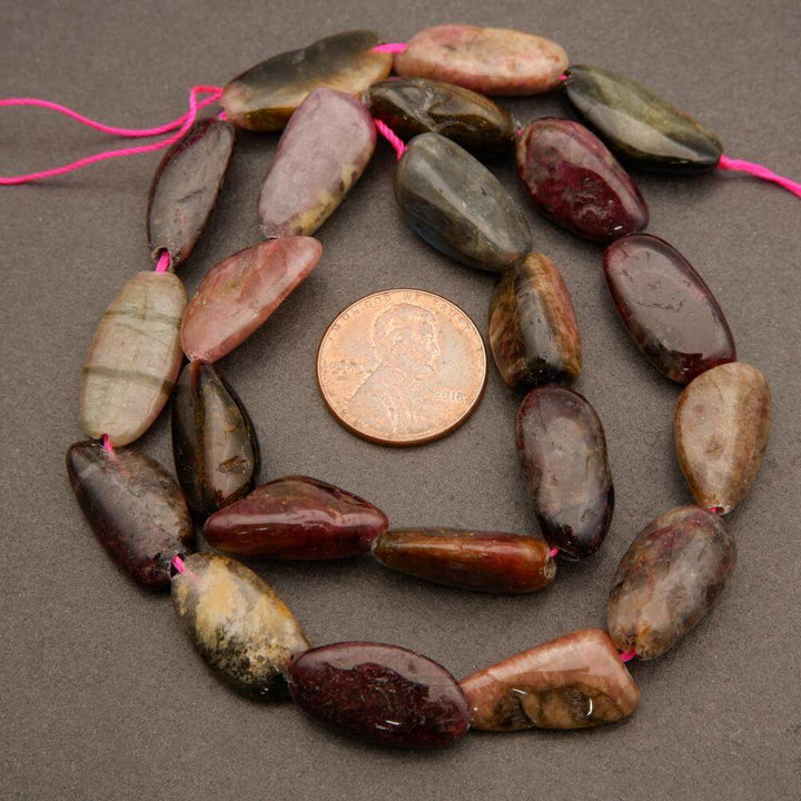 Watermelon Tourmaline · Smooth · Elongate Freeform · 10x18mm, Tejas Beads, Beads