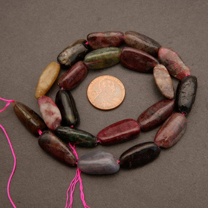 Watermelon Tourmaline · Smooth · Elongate Freeform · 10x18mm, Tejas Beads, Beads