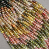 Natural multicolor watermelon tourmaline beads close up