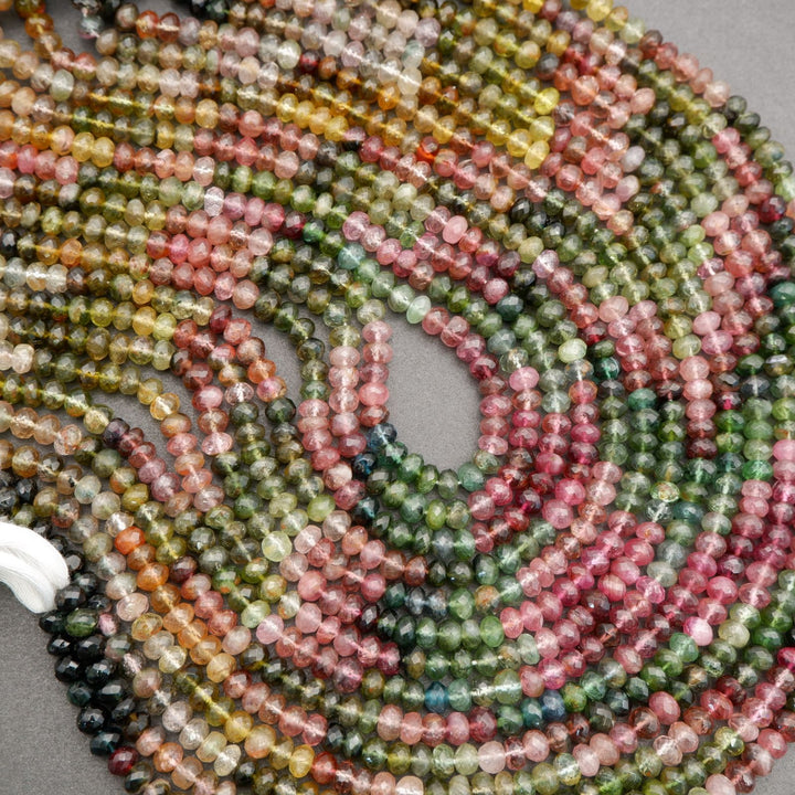 Natural watermelon tourmaline gemstone bead strands