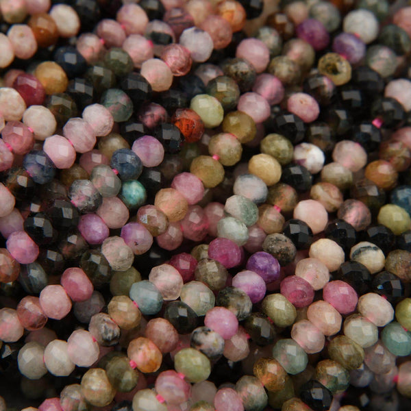 Close-up of multicolored beads in various shades.