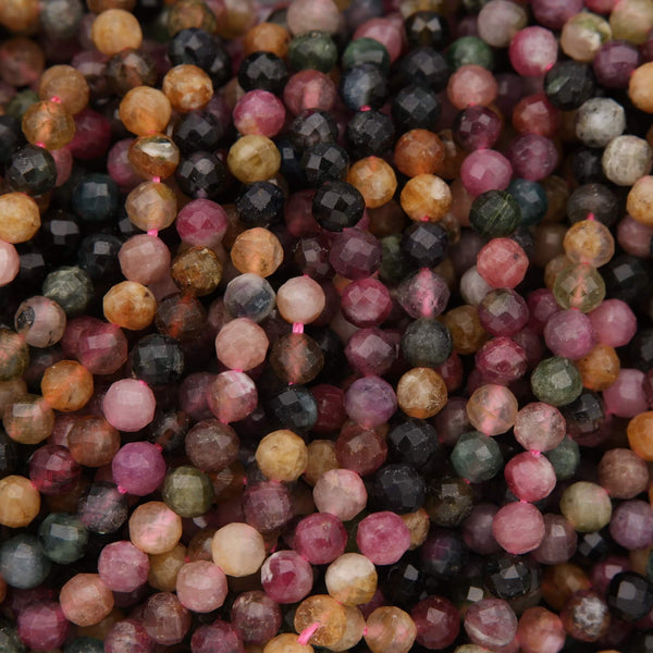 Close-up of multicolored gemstone beads.