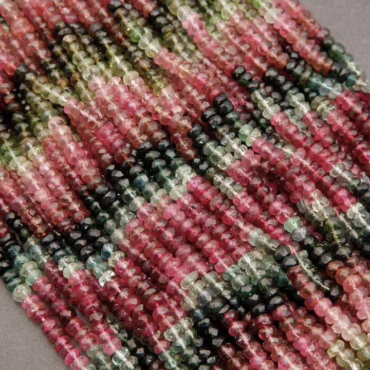 Watermelon Tourmaline A+ · Ombre · Microfaceted · Rondelle · 4mm, Tejas Beads, Beads
