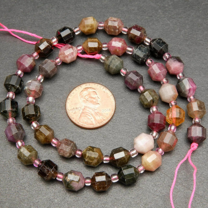Watermelon tourmaline beads.