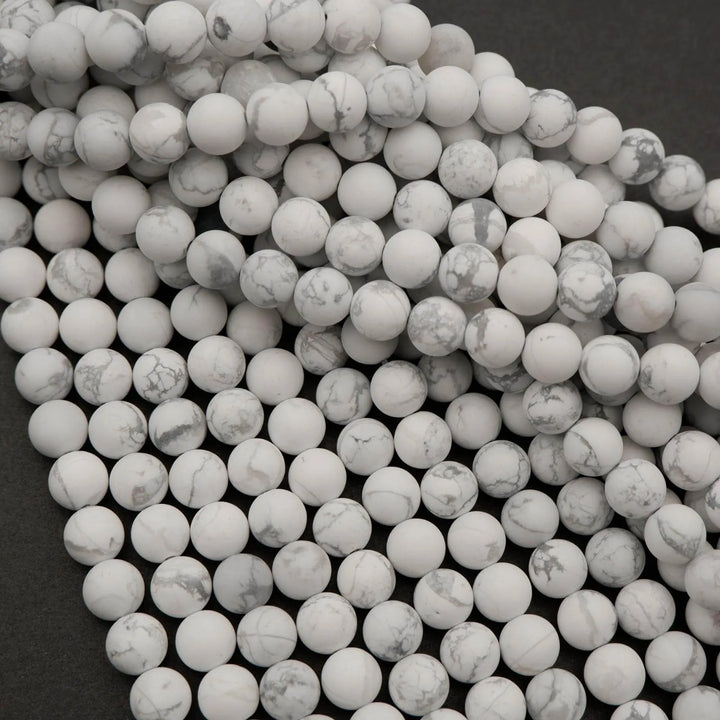 White Howlite · Matte · Round · 4mm, 6mm, 8mm, 10mm, Tejas Beads, Beads