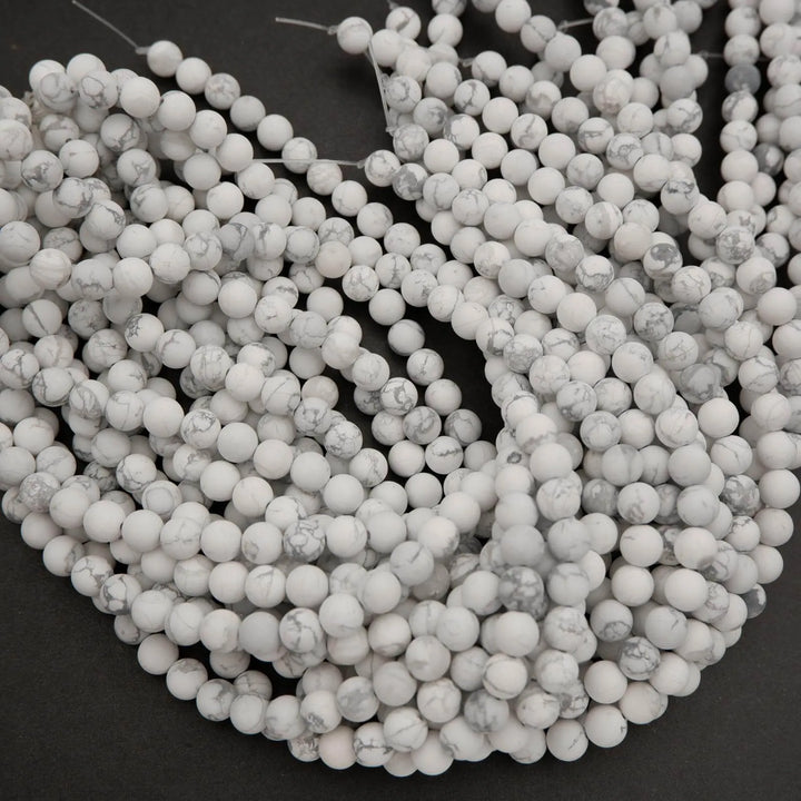 White Howlite · Matte · Round · 4mm, 6mm, 8mm, 10mm, Tejas Beads, Beads