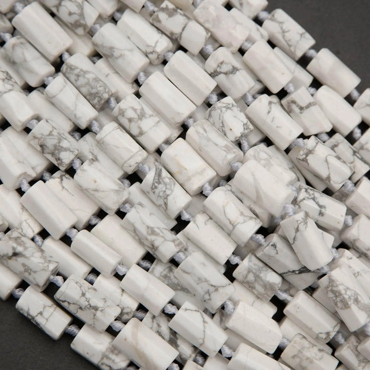 White Howlite · Smooth · Freeform Tube · 7mm, 8mm, Tejas Beads, Beads