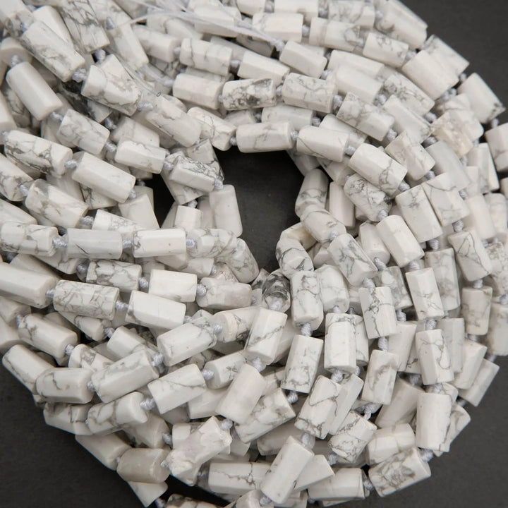 White Howlite · Smooth · Freeform Tube · 7mm, 8mm, Tejas Beads, Beads