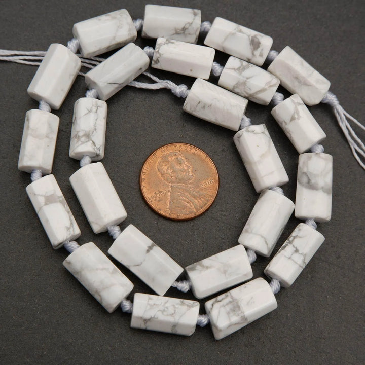 White Howlite · Smooth · Freeform Tube · 7mm, 8mm, Tejas Beads, Beads