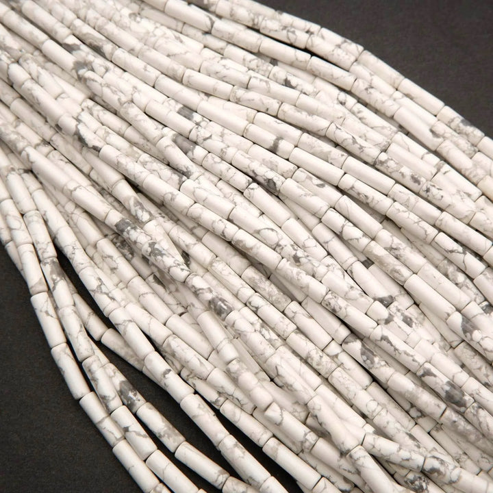 White Howlite · Smooth · Tube · 4mm, Tejas Beads, Beads