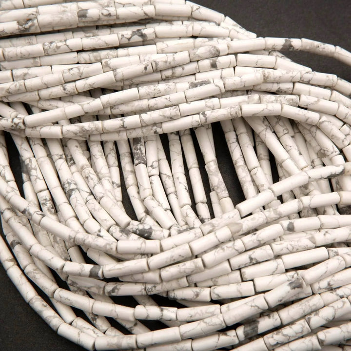 White Howlite · Smooth · Tube · 4mm, Tejas Beads, Beads