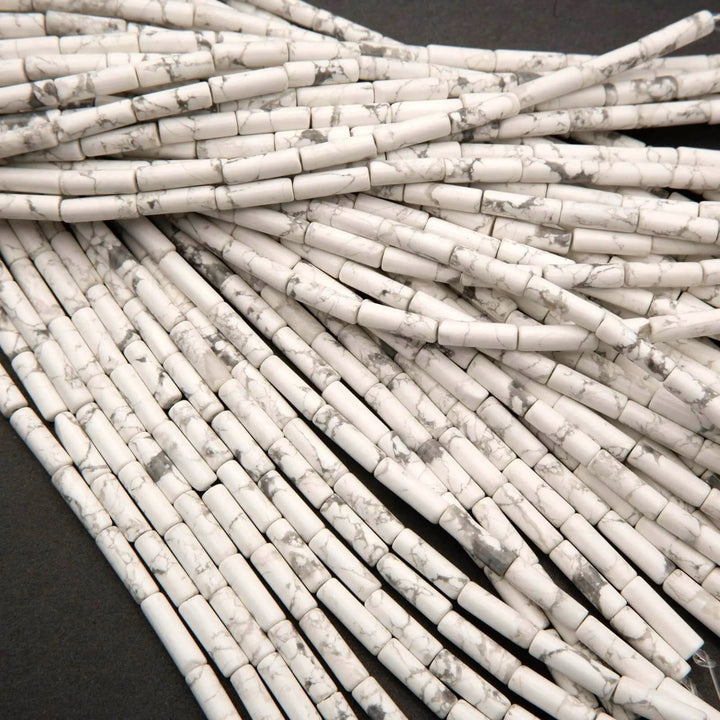 White Howlite · Smooth · Tube · 4mm, Tejas Beads, Beads