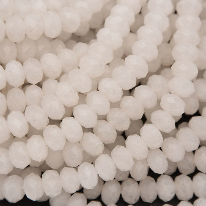 White jade faceted rondelle beads.