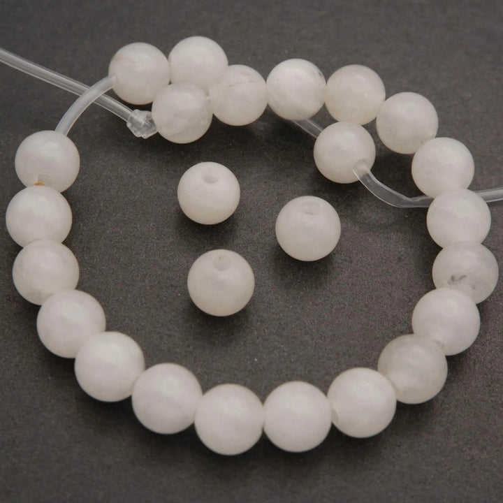White Jade · Smooth · Round · 6mm, 8mm, 10mm · Large Hole · 1/2 Strand, Tejas Beads, Beads