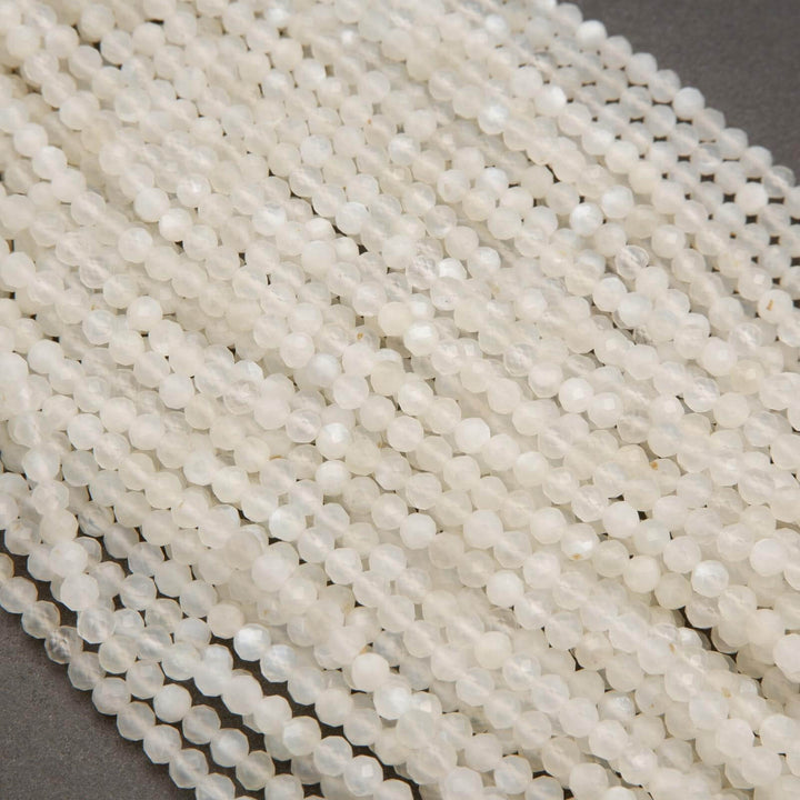White Moonstone · Microfaceted · Round · 2mm, 3mm, 4mm, Tejas Beads, Beads