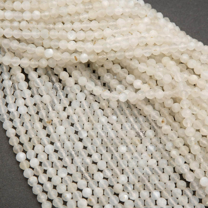 White Moonstone · Microfaceted · Round · 2mm, 3mm, 4mm, Tejas Beads, Beads