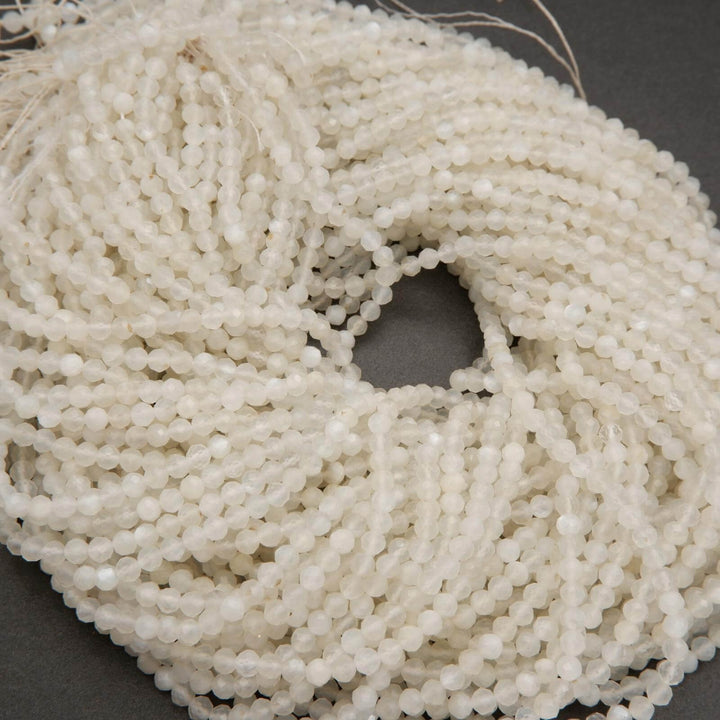 White Moonstone · Microfaceted · Round · 2mm, 3mm, 4mm, Tejas Beads, Beads