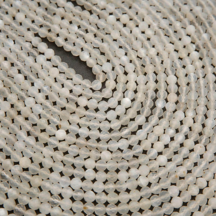 White Moonstone · Microfaceted · Round · 2mm, 3mm, 4mm, Tejas Beads, Beads