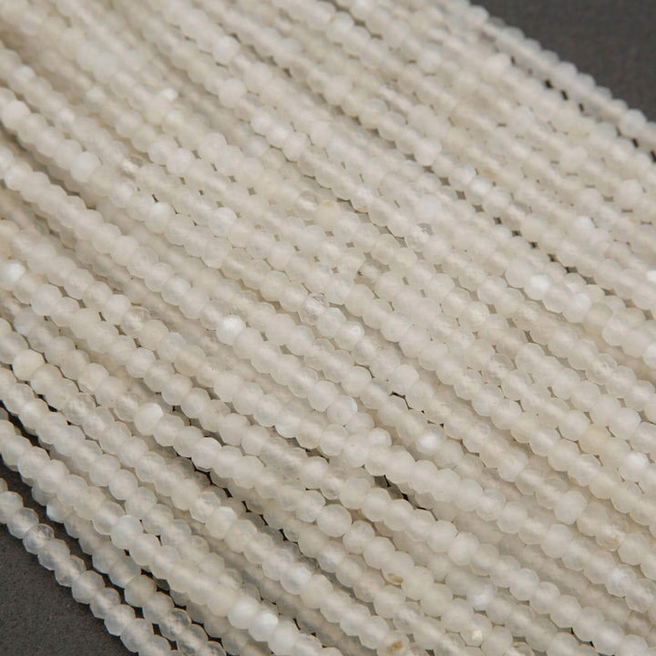 White Moonstone · Microfaceted · Rondelle · 3mm, Tejas Beads, Beads