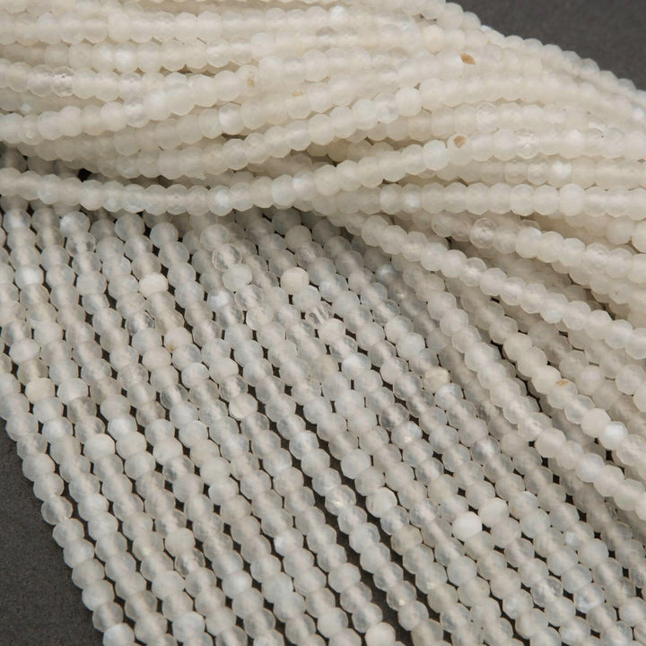 White Moonstone · Microfaceted · Rondelle · 3mm, Tejas Beads, Beads