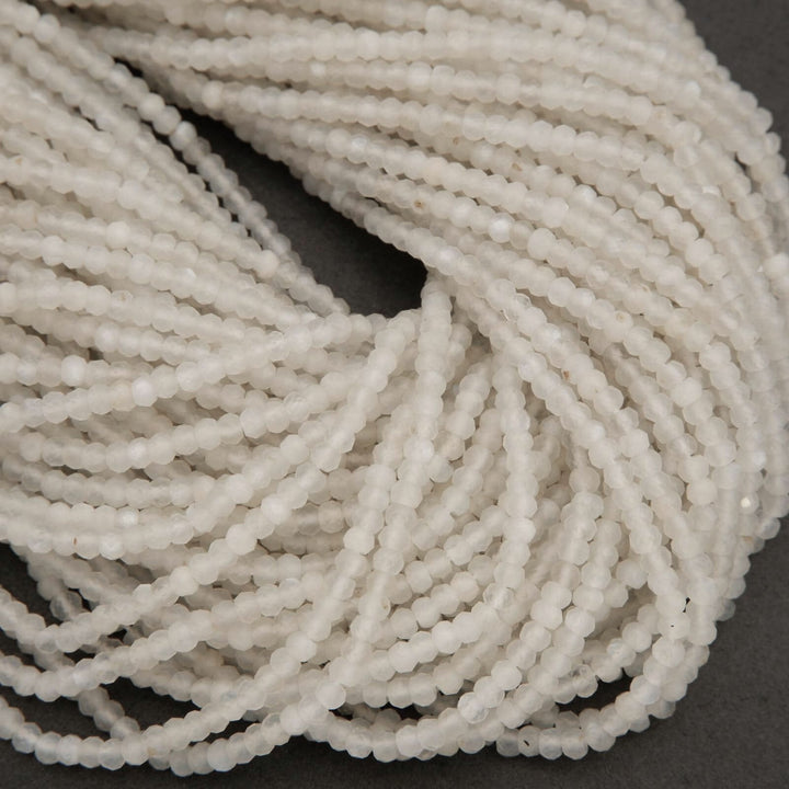 White Moonstone · Microfaceted · Rondelle · 3mm, Tejas Beads, Beads