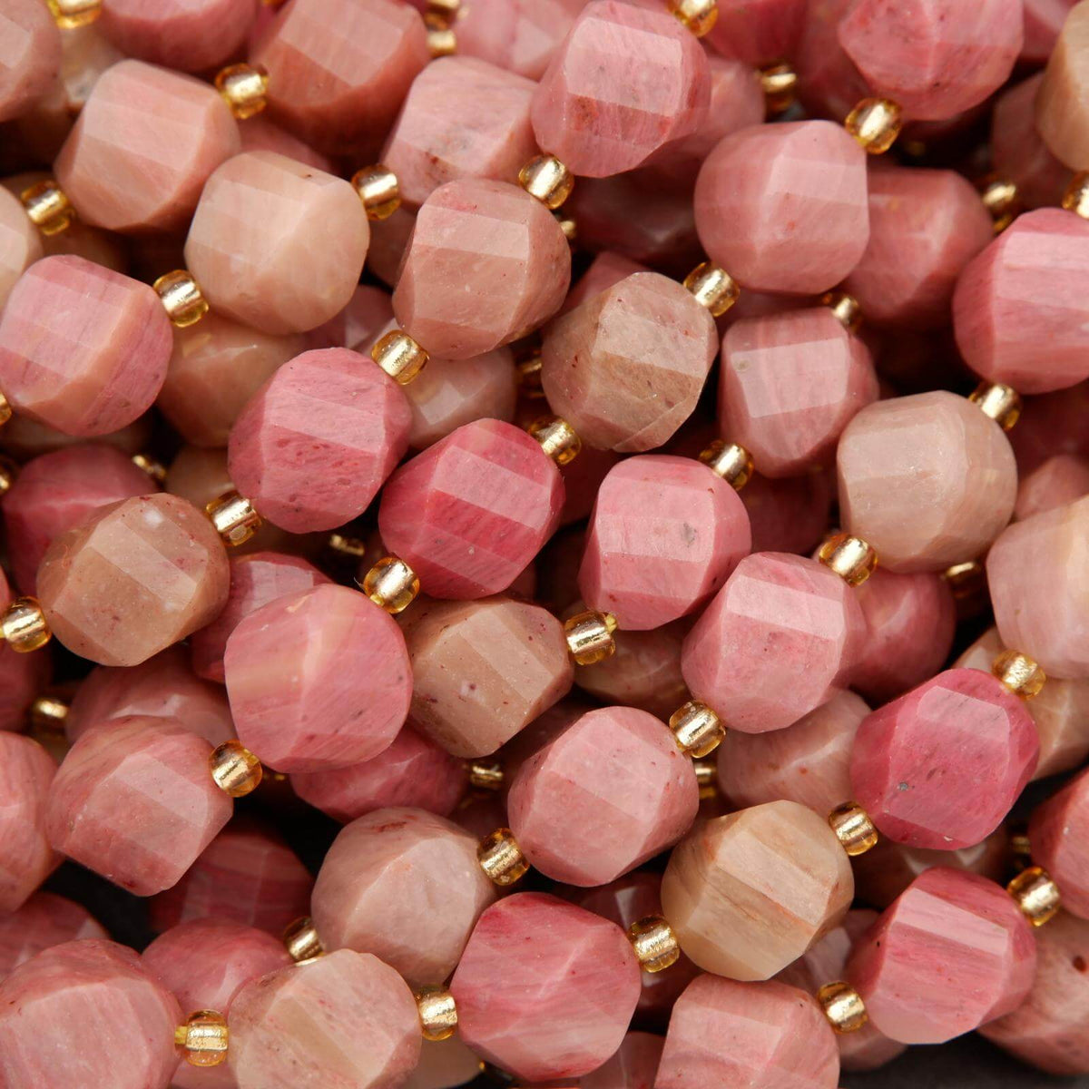 Pink Rhodonite Faceted Spiral Sphere 8mm 10mm Beads Tejas Beads pink-rhodonite-faceted-spiral-sphere-8mm-10mm-beads-tejas-beads