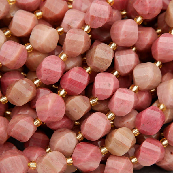 Pink Rhodonite · Faceted · Spiral Sphere · 8mm, 10mm, Tejas Beads, Beads
