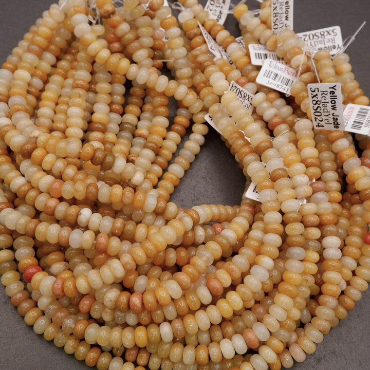 Rondelle Yellow and White Beads.