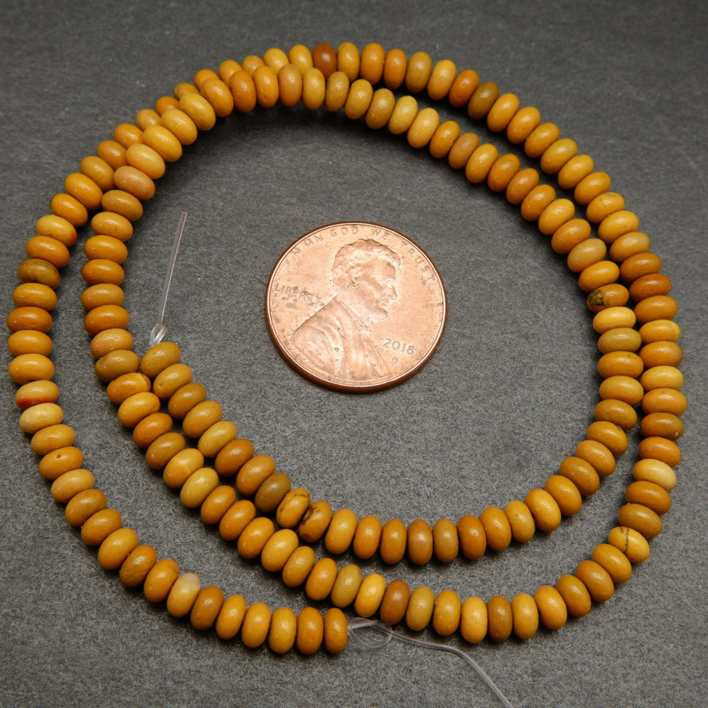 Yellow Mookaite Jasper · Smooth · Rondelle · 2x4mm Bead Tejas
