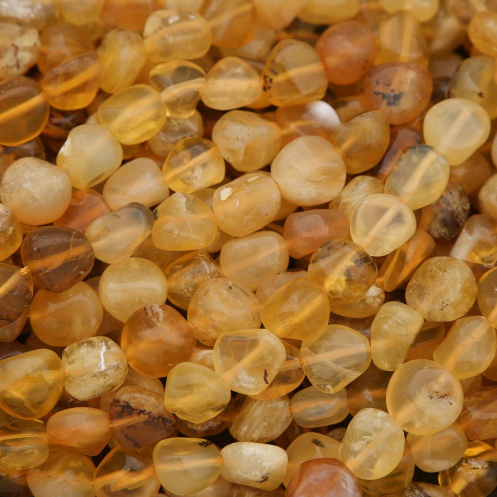 Close-up of amber-colored beads