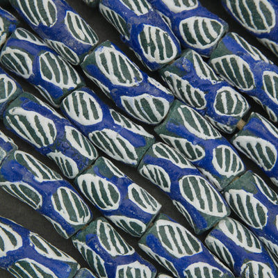 West African Krobo Painted Glass · Matte · Tube · 11mm