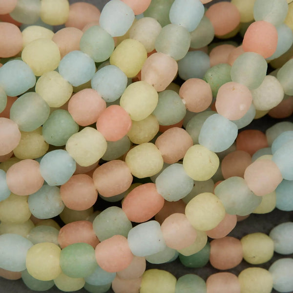 Close-up of pastel-colored round beads.