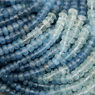 Aquamarine · Ombre · Microfaceted · Rondelle · 5mm