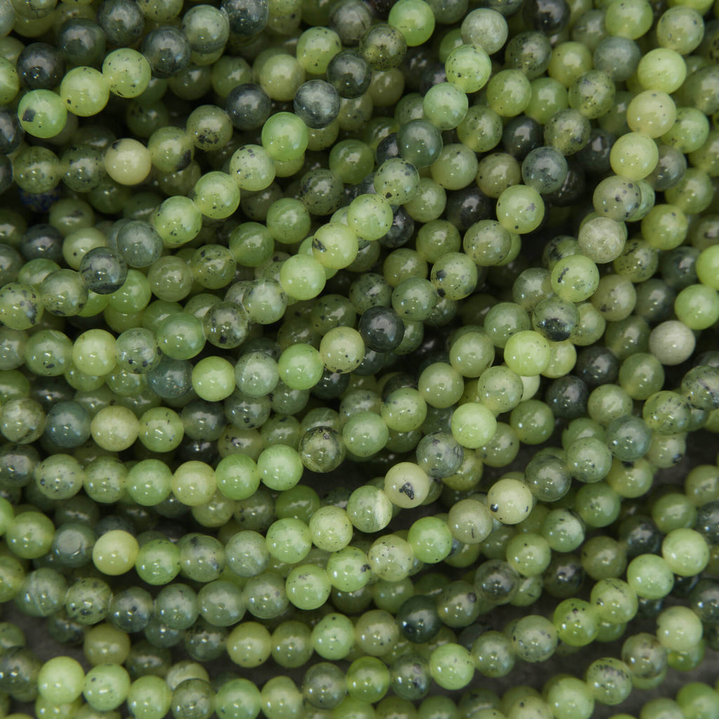 Canadian green jade round beads strand olive green gemstone beads