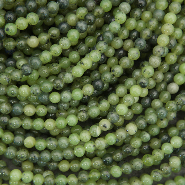 Canadian green jade round beads strand olive green gemstone beads