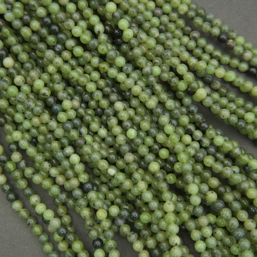 Natural nephrite jade beads small round green beads for jewelry making