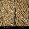 Close-up of two strands of beige beads with size labels '4x6mm' and '5x8mm'.