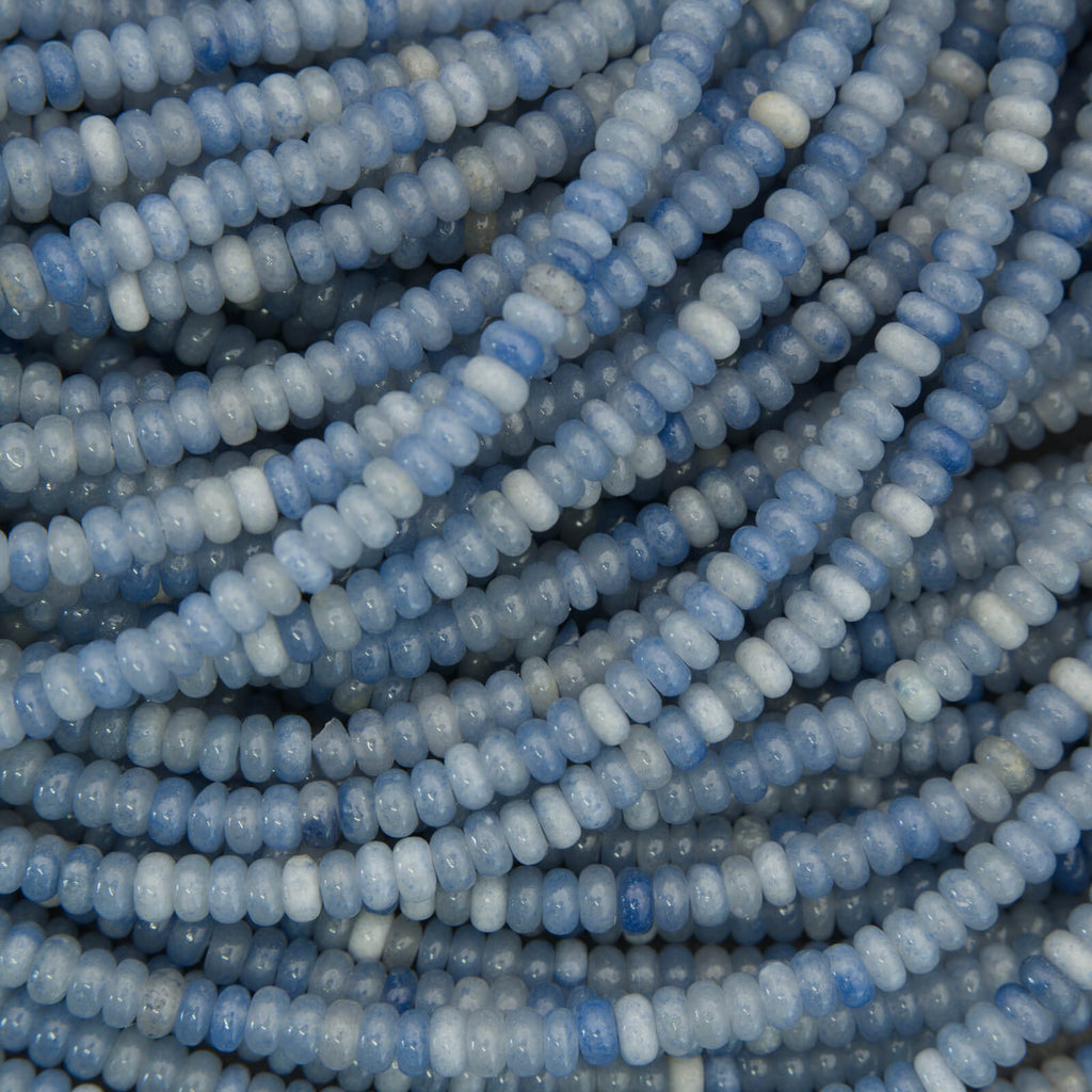 Blue aventurine rondelle beads strand denim blue gemstone beads