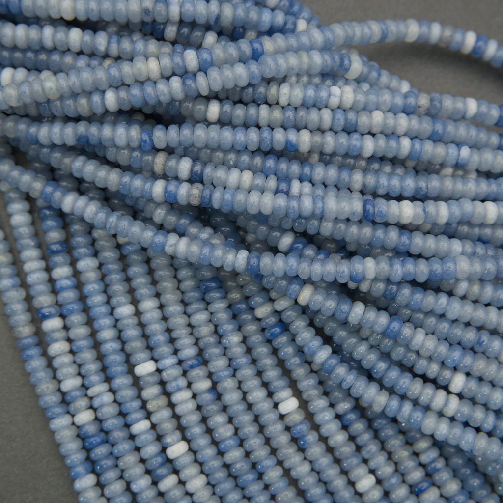 Blue aventurine bead strand small rondelle beads for bracelets and necklaces