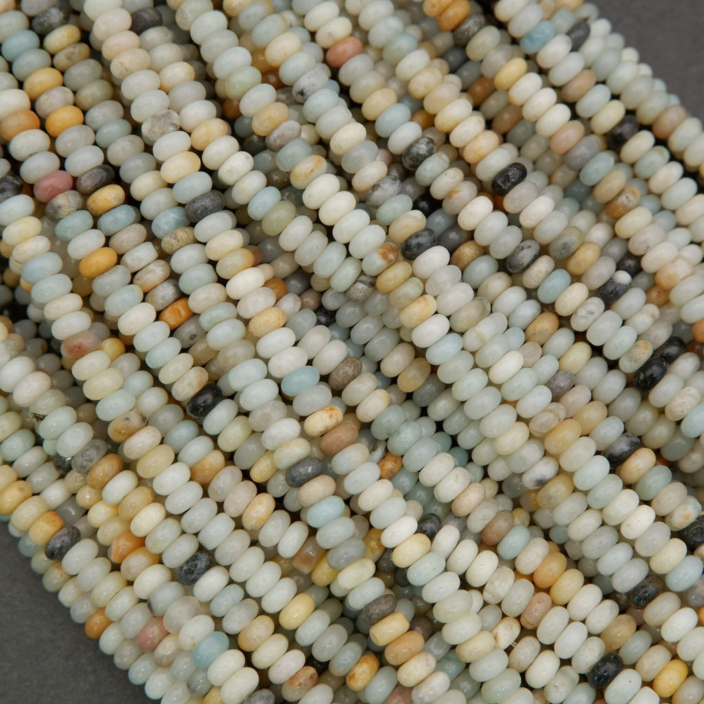 Natural amazonite heishi rondelle beads for jewelry making multicolor tones