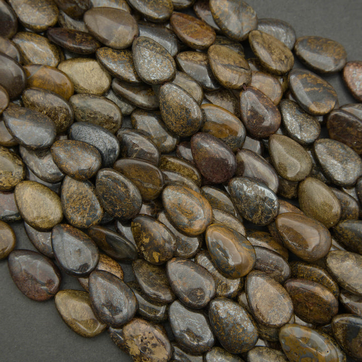 Close-up of brown pebbles on a gray background