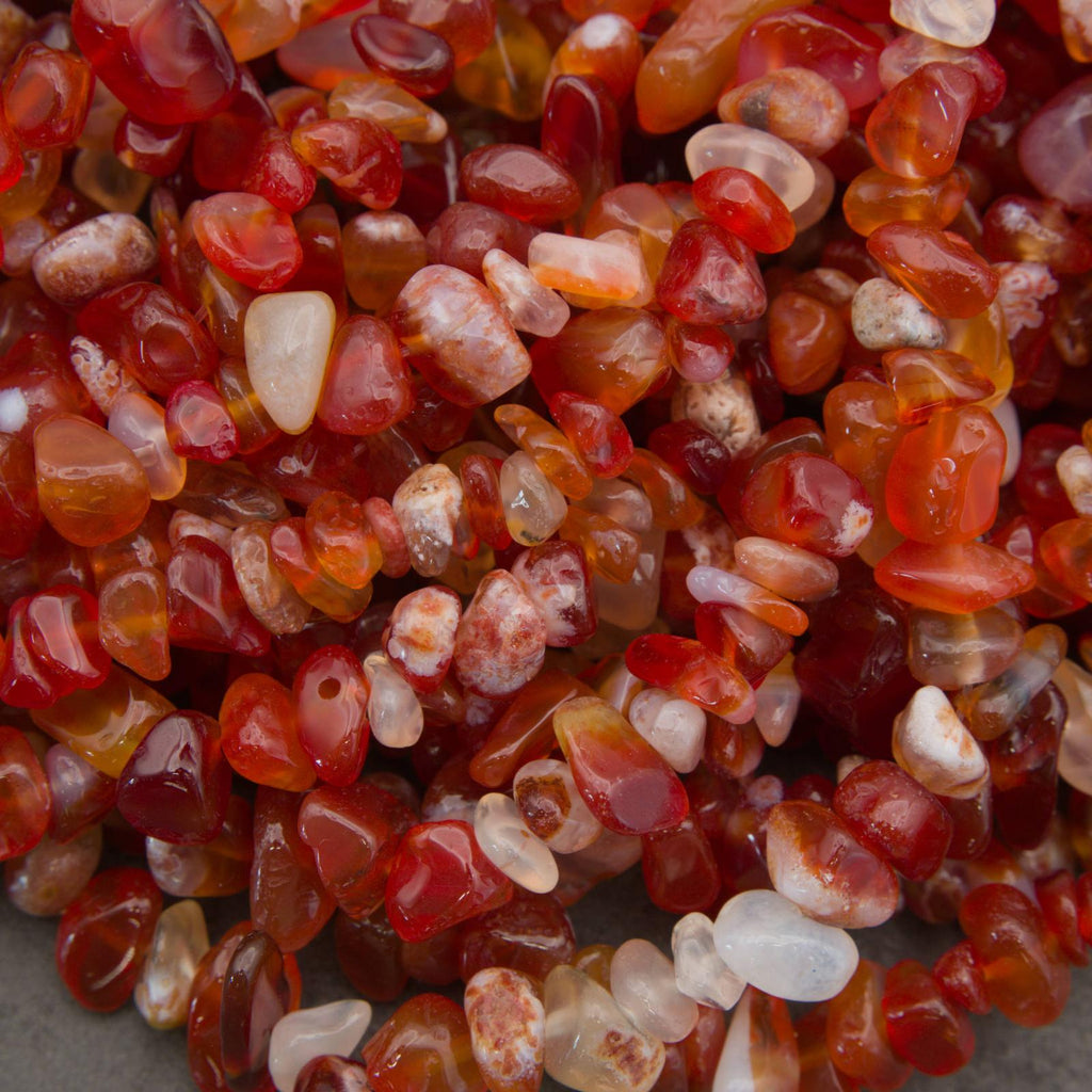 Close-up of red and orange gemstones