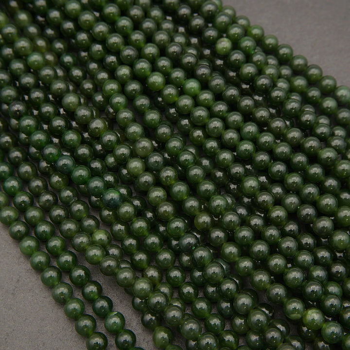 Close-up of green beads on a gray background