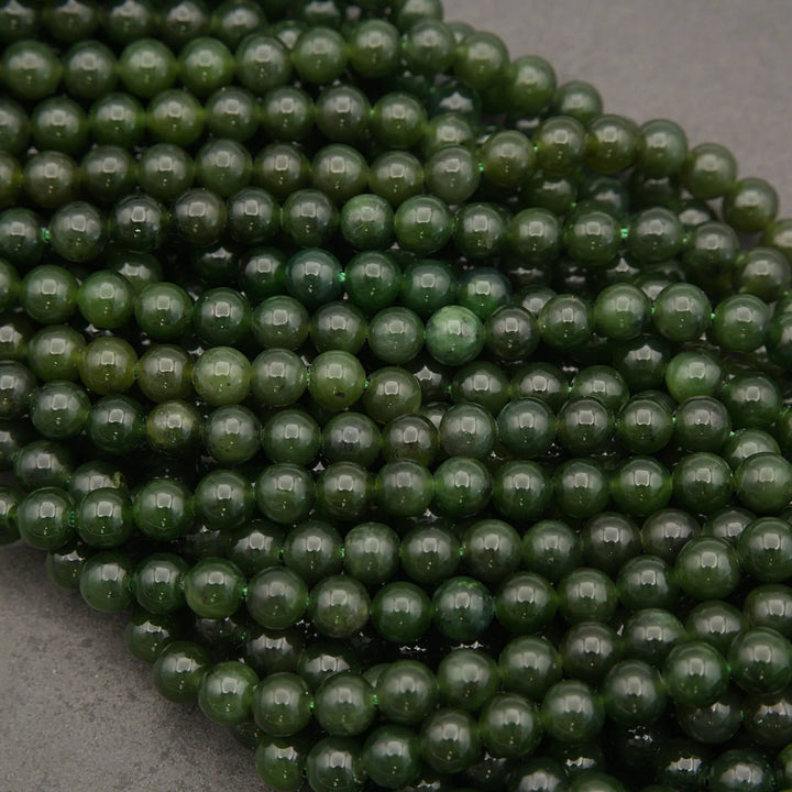 Close-up of green beads on a gray background