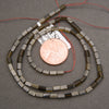 Golden sheen obsidian gemstone beads featuring smooth rectangular shapes and reflective metallic highlights.